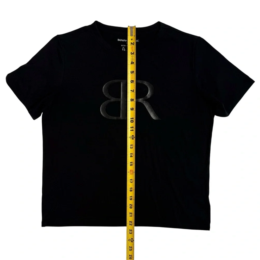 Banana Republic Black Short-Sleeve Tee with Raised Logo